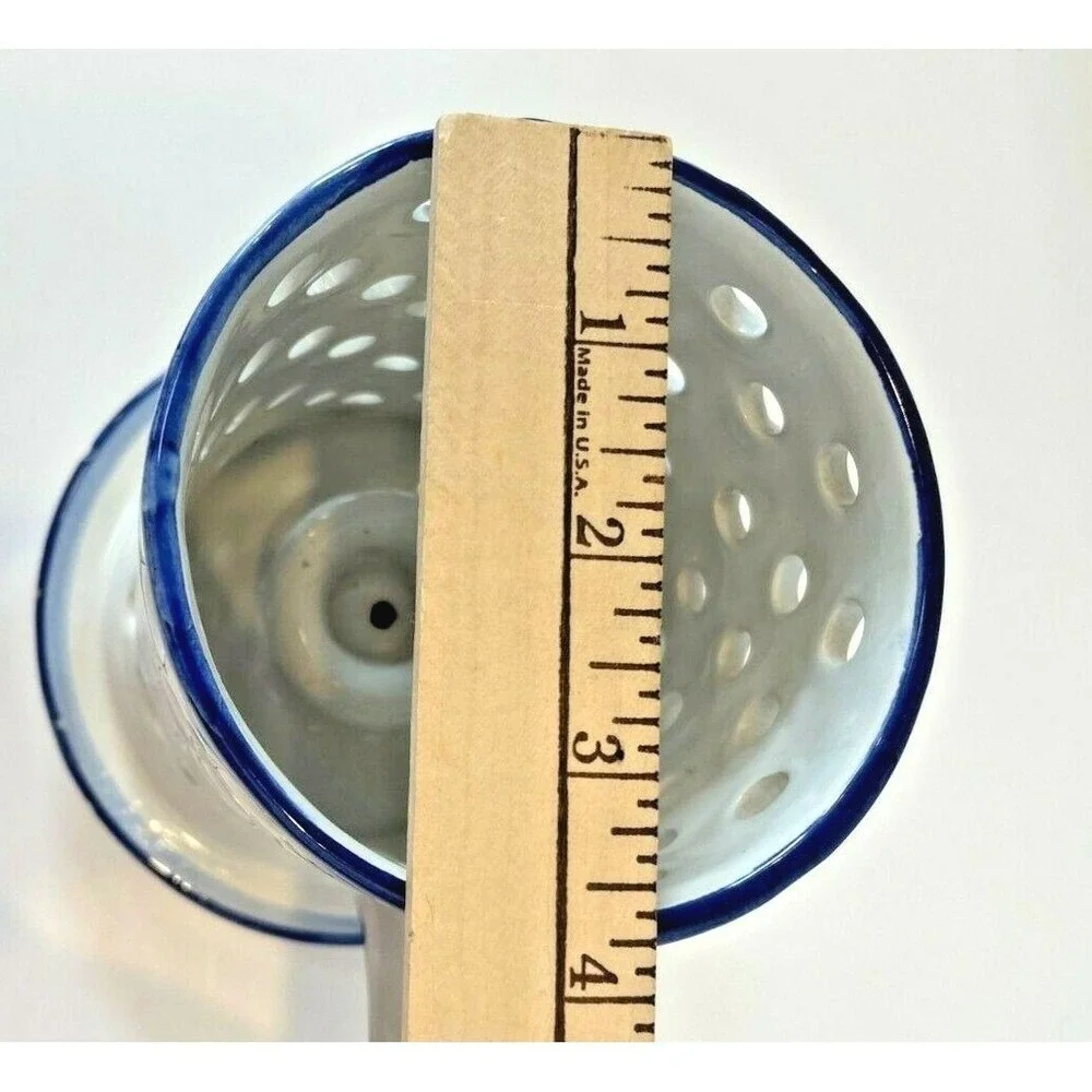 Portugal Hand Made/ Hand Painted Blue White Pierced Lattice Candle Holder
